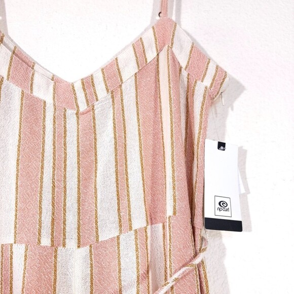NWT Rip Curl Boho Palm Belted Jumpsuit Wide Leg Ankle Crop Medium Vintage Stripe - Picture 3 of 14